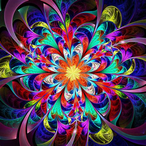 Bright Multicolored Fractal Flower Stock Illustration Illustration Of