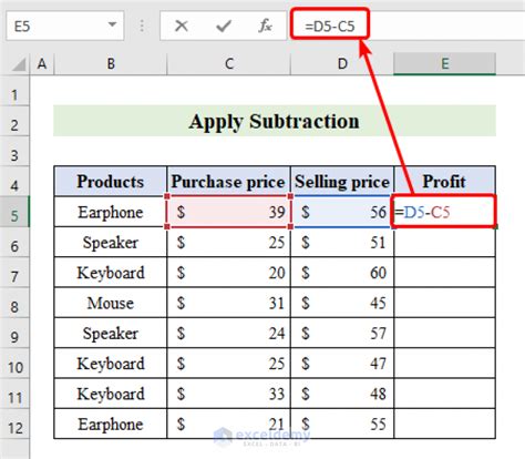 How To Subtract Two Columns In Excel 5 Easy Methods Exceldemy
