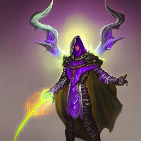 Demon Warlock With White Horns Young Purple Cloak Stable