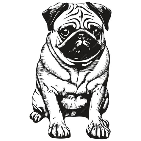 Premium Vector Pugs Dog Logo Hand Drawn Line Art Vector Drawing Black