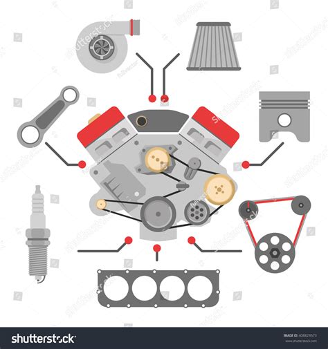 Spare Parts Vector Icon Set Auto Stock Vector Royalty Free 408823573