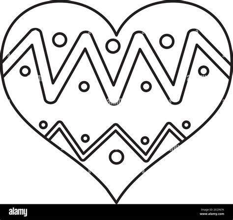 Heart With Mexican Design Over White Background Line Style Vector