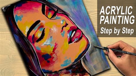 Acrylic Painting Tutorial Abstract Colorful Woman Portrait Easy