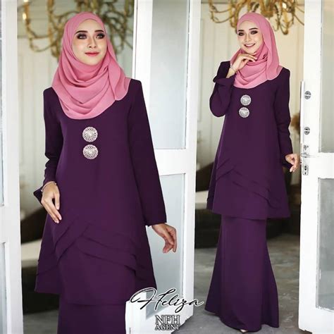 Baju kurung raya 2020 di instagram kurung moden kayra all item tinggal limited pcs‼. Paling Inspiratif Baju Kurung Moden Dark Purple - Kelly Lilmer