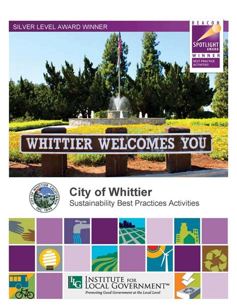 City Of Whittier Sustainability Best Practice Activities Institute