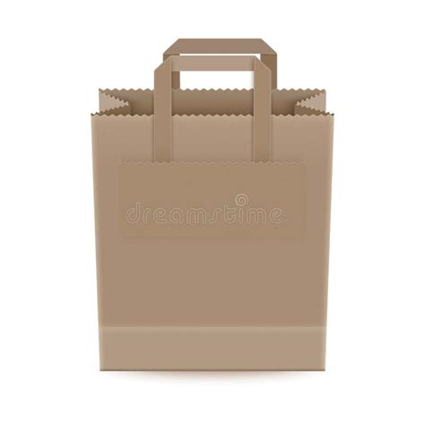 Realistic Brown Paper Bag Isolated On White Background Shopping Paper