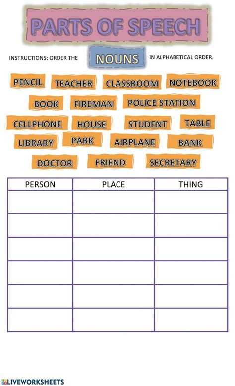 Nouns Online Worksheet For Grade 7 You Can Do The Exercises Online Or