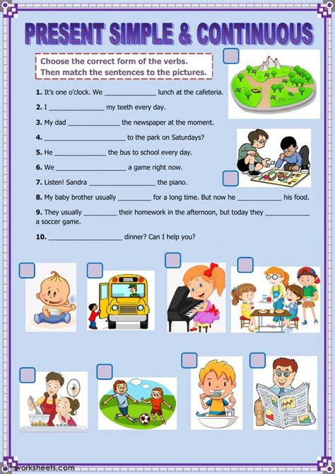 Interactive Exercises Present Simple Or Continuous Exercise Poster