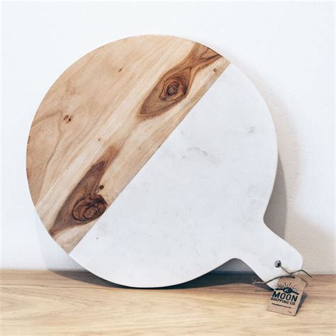 Large Round Wood And Marble Platter Wood And Marble Wood Marble