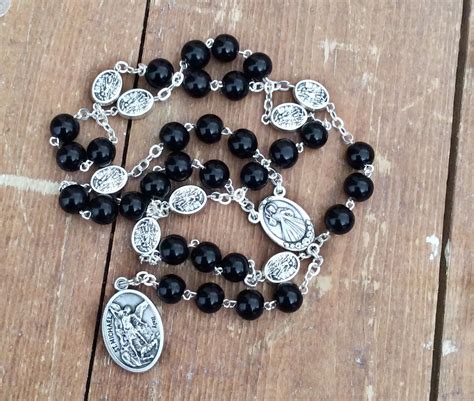 Medjugorje St Michael Archangel Chaplet Rosary Wooden Catholic Prayer Beads