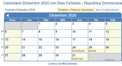 Calendario Diciembre 2020 Para Imprimir República Dominicana