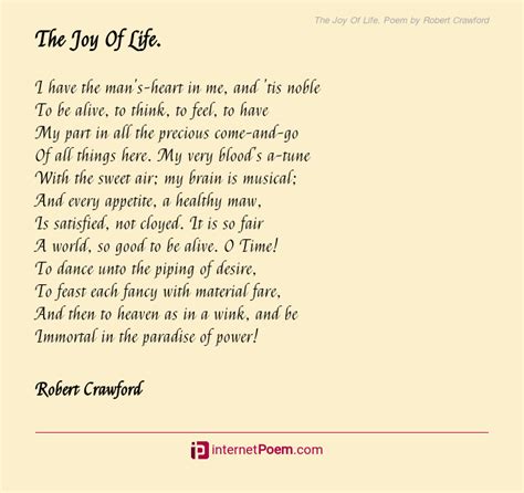 The Joy Of Life Poem By Robert Crawford