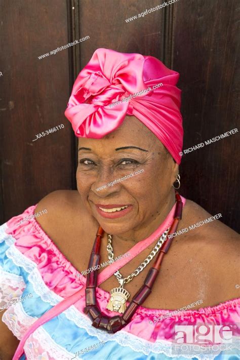 Cuban Woman In Traditional Dress Old Town Unesco World Heritage Site