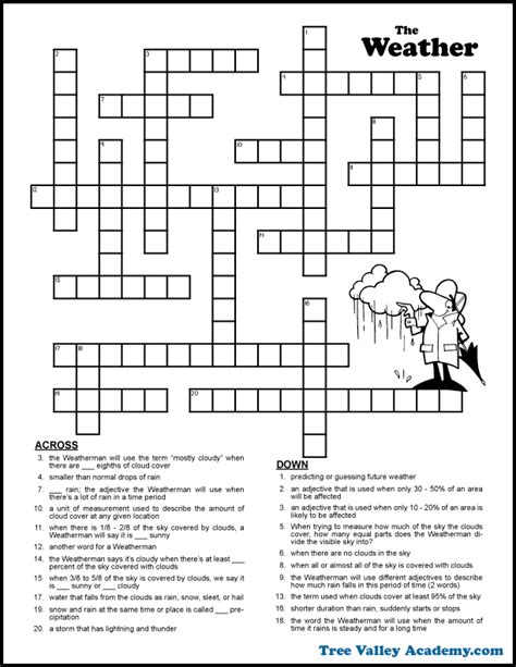 Print the crossword and optionally the answer key on page two. Weather Forecast Crossword Puzzle For Kids - Free ...