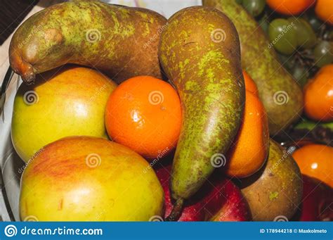 Ordinary Fruit Plate With Natural Looking Fruits Apples Pears And