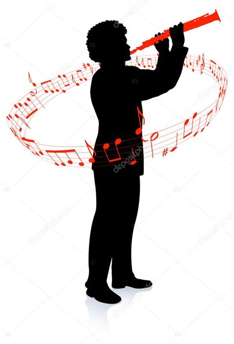 Clarinet Player With Musical Notes Stock Vector Image By ©iconspro 6031508