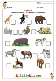 Animals Worksheet for Kids, Science Activity sheet - kidzpark.com