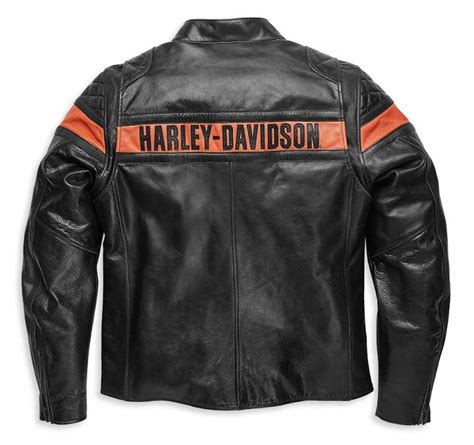 Harley Davidson Mens Victory Sweep Vintage Leather Jacket Black Mready