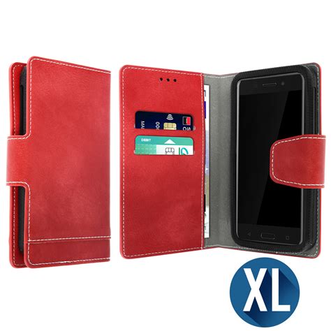 Housse Portefeuille Universel Rouge Pour Smartphone Taille Max 155 X 83