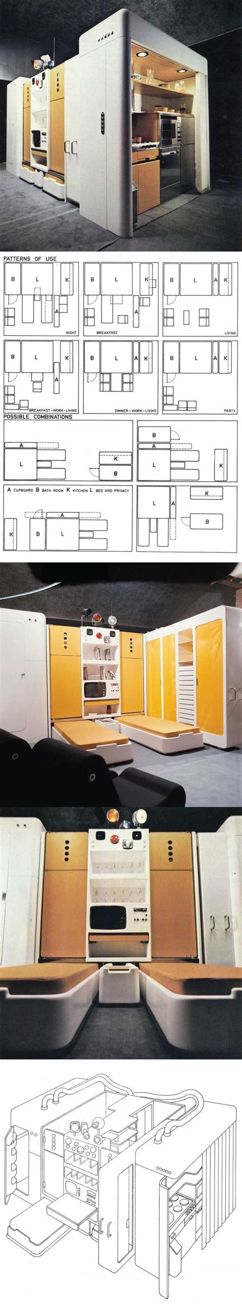 Total Furnishing Unit 1971 Joe Colombo Small Tiny House Cabin