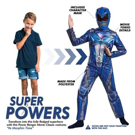 Disguise Blue Power Rangers Costume For Kids Official Licensed Blue