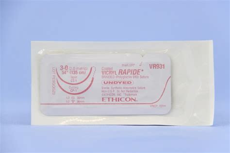 Ethicon Suture Vr931 3 0 Vicryl Rapide Undyed 54 Ct 1 Taper Cp 1