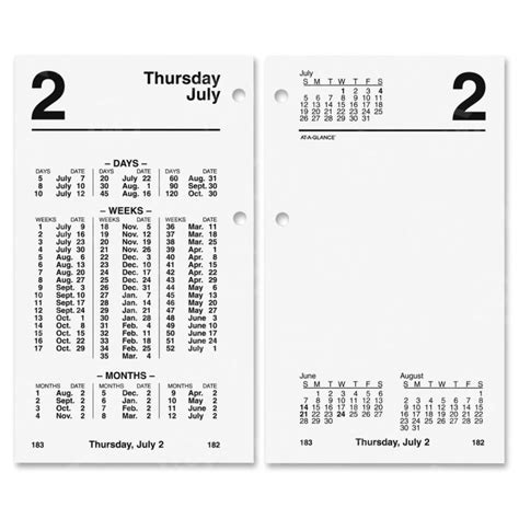 At A Glance Financial Loose Leaf Desk Calendar Refill