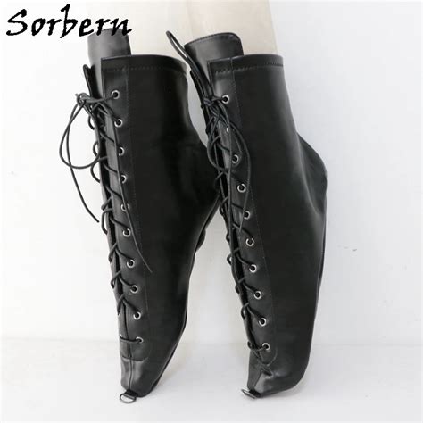 Sorbern Sexy Ballet Heelless Shoes Covers Lace Up Ankle High Boots No