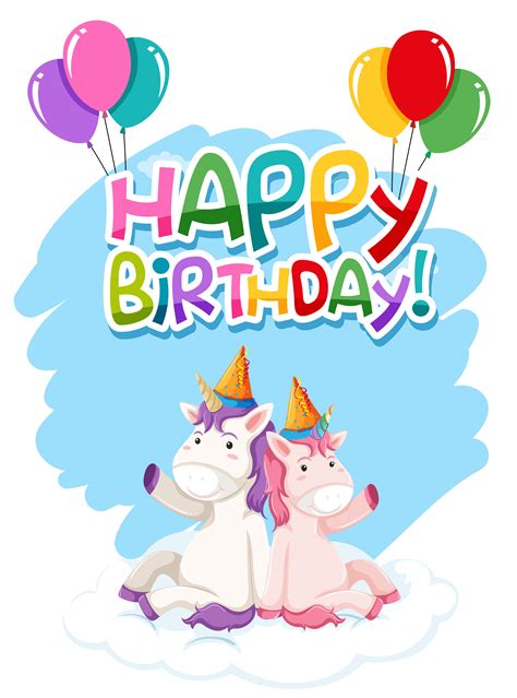 Unicorn On Birthday Template 528568 Vector Art At Vecteezy