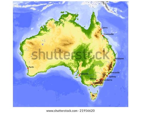 Australia Physical Vector Map Colored According Stock Vector Royalty