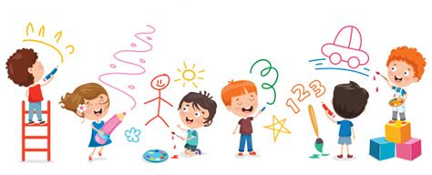 Den kindern ist zuhause langweilig? Kinder malen banner | Premium-Vektor