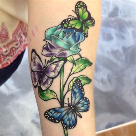 Amazing Butterfly Tattoos With Rose Flowers Butterfly With Flowers
