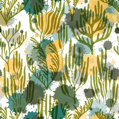 Coral Reef Seamless Pattern Australian Staghorn And Pillar Corals