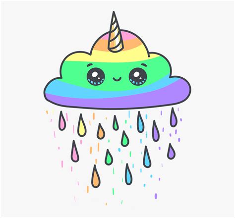 Cloud Rainbow Unicorn Rain Horn Color Cute Eye Cute Kawaii