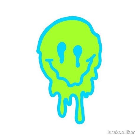 Bluelime Green Drippy Smiley Face By Larakoelliker Redbubble In