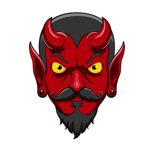 Cartoon Scary Devil Head Mascota De Ilustración Vector Premium