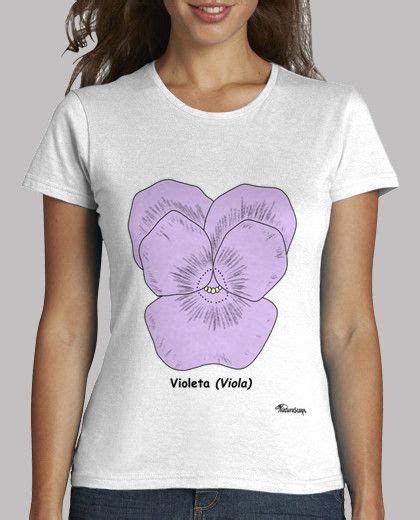 Camiseta Con Diseño De Flores Violeta Por Delante Y Por Detrás