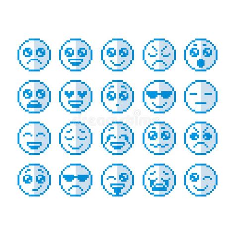 Pixel Art Emoji Emoticon Set Stock Vector Illustration Of Emogie