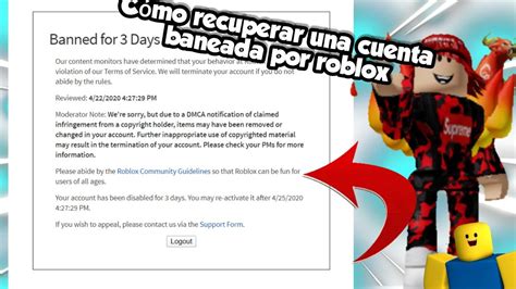 como recuperar una cuenta baneada permanentemente por roblox original youtube