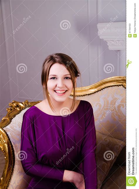 Happy Brunette Girl In An Evening Dress Stock Image Image Of Fashion
