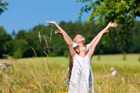 Happy Children In A Meadow Stock Photo Image Of Sister 20124636