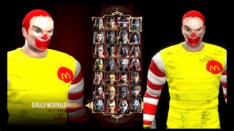 Mortal Kombat 9 Ronald Mcdonald Dlc Skin Mod Mk9 Youtube