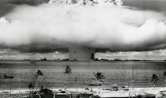 Image result for atomic bomb at Bikini Atoll in the Pacific