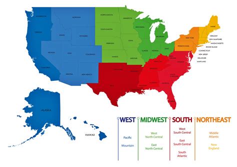 Vereinigte Staaten Karte Der Regionen Und Provinzen