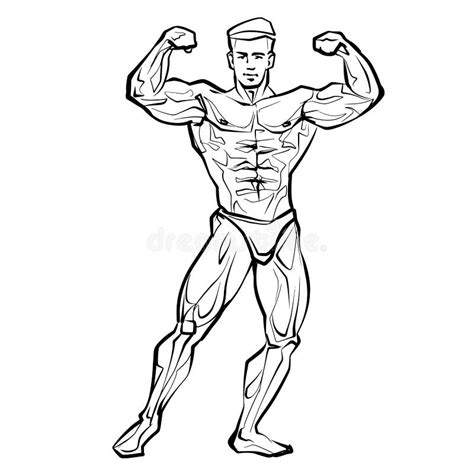 Bodybuilder Muscle Man Fitness Posing Black And White Isolated Hand