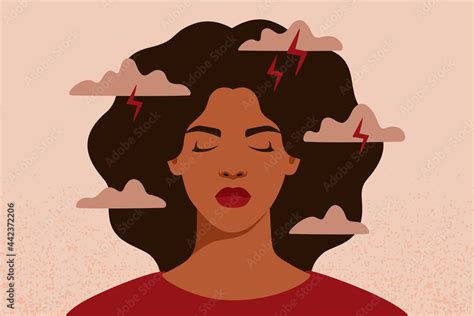African American Woman Feels Anxiety And Emotional Stress Depressed