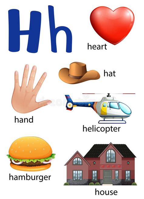 Things That Start With The Letter H Vector Illustration Alphabet