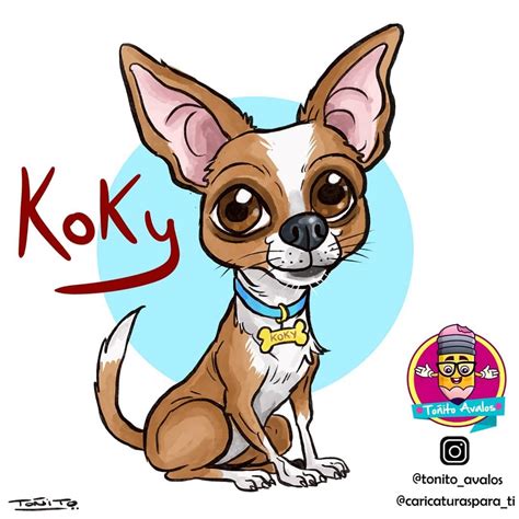 Caricatura Digital Mascotas Perro Chihuahua Con Ipad Toñito Avalos