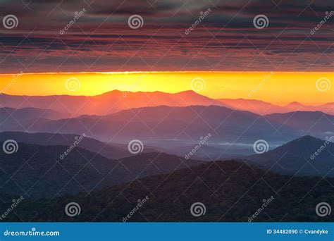Purple Haze Sunrise Blue Ridge Mountains Nc Stock Photo Image Of