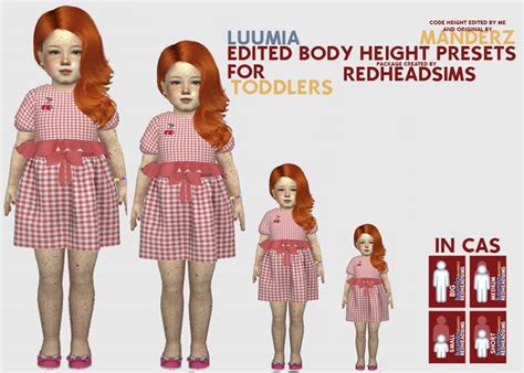 Redheadsims Cc Toddler Sliders Edited Body Height Presets For